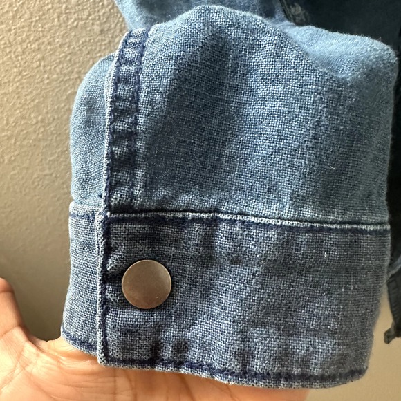 Anthropologie Hei Hei Women's Chambray Linen-Blend Open Front Jacket Size Small - Picture 9 of 11